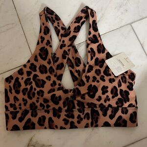 Fabletics Leopard Print Sports Bra in Tan and Black